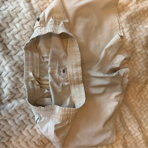 Beige Elastic Waist Shorts